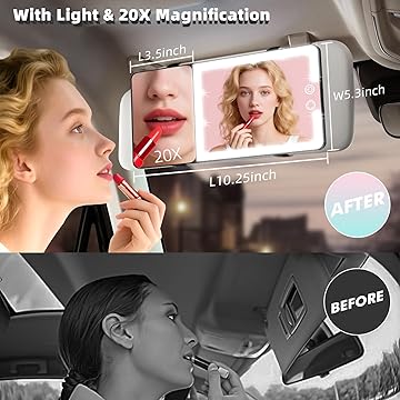 Car Sun Visor Vanity Makeup Mirror With LED Lighting Touch Control And 3 Light Modes
