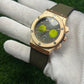 HUBLOT CLASIC FASHION LEATHER SILICON STRAPES- DATE DIAL GOLDEN WATCH