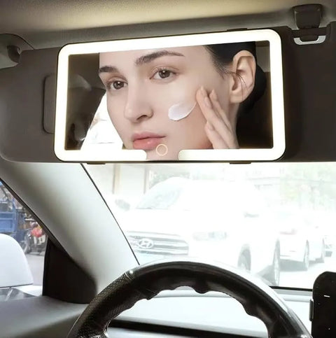 Car Sun Visor Vanity Makeup Mirror With LED Lighting Touch Control And 3 Light Modes